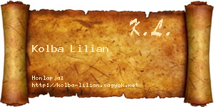 Kolba Lilian névjegykártya